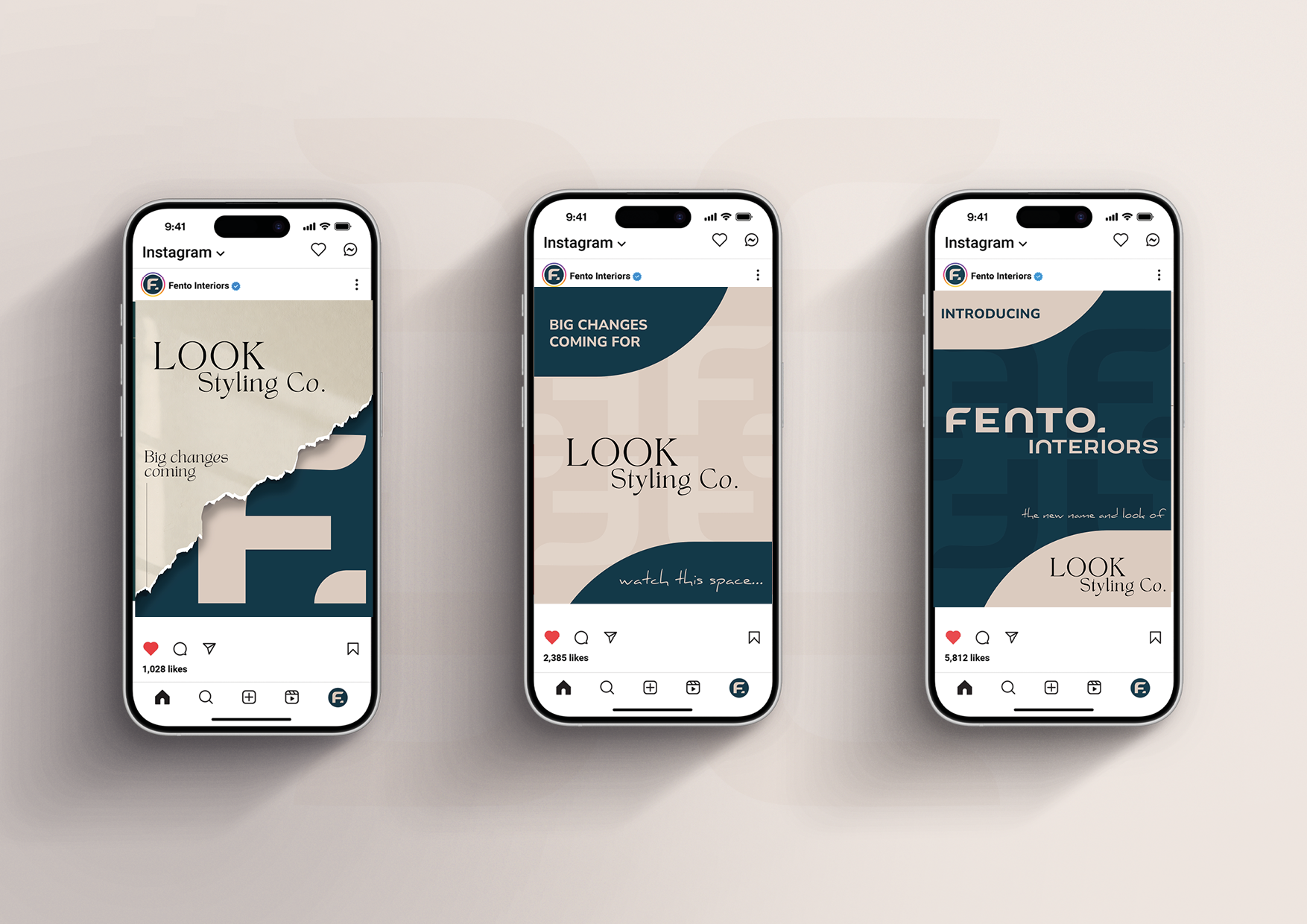 Fento Interiors completed visual identity system