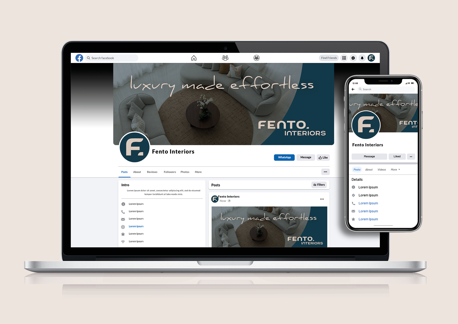 Fento Interiors brand collateral application