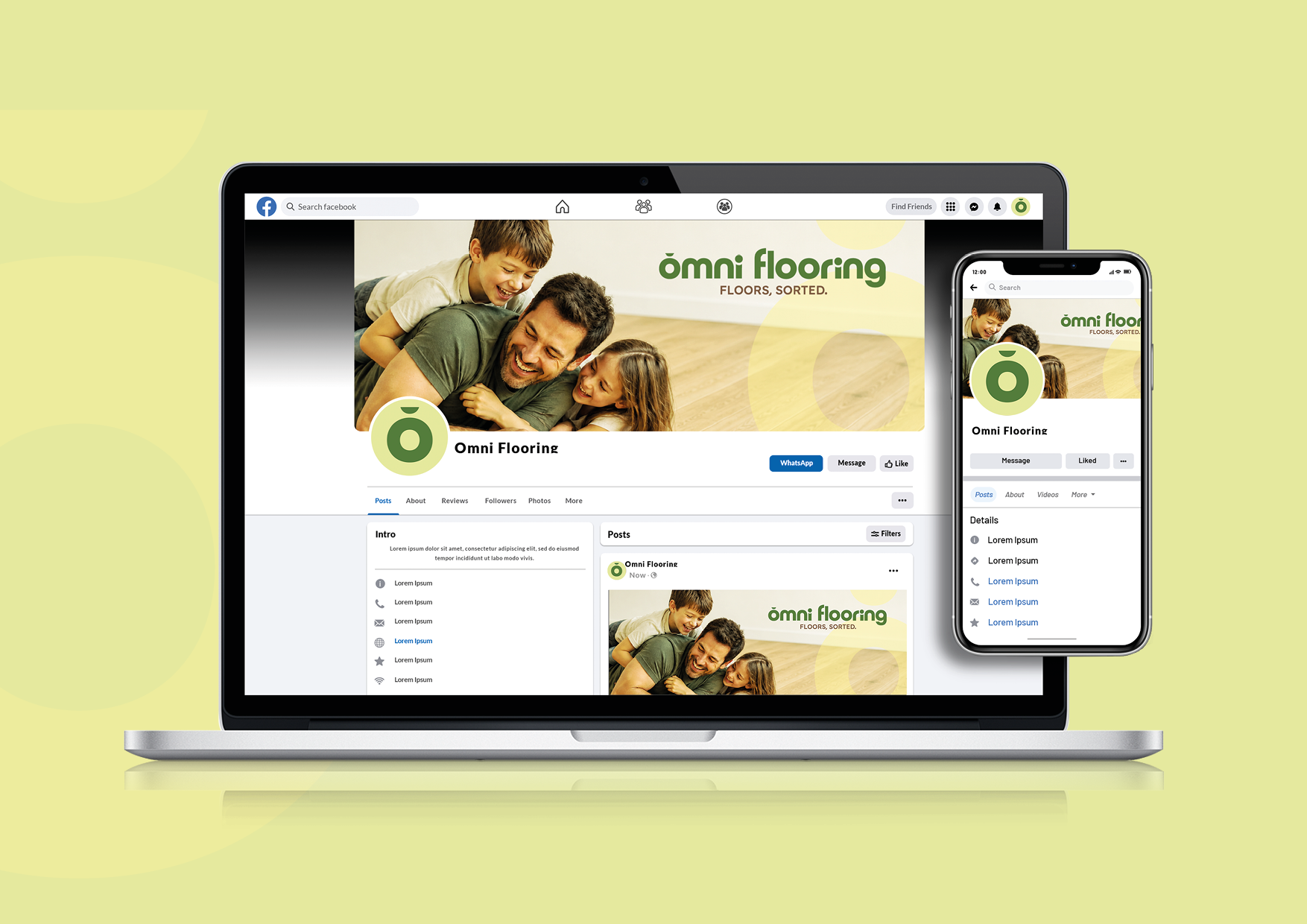 Omni Flooring identity applied to business collateral