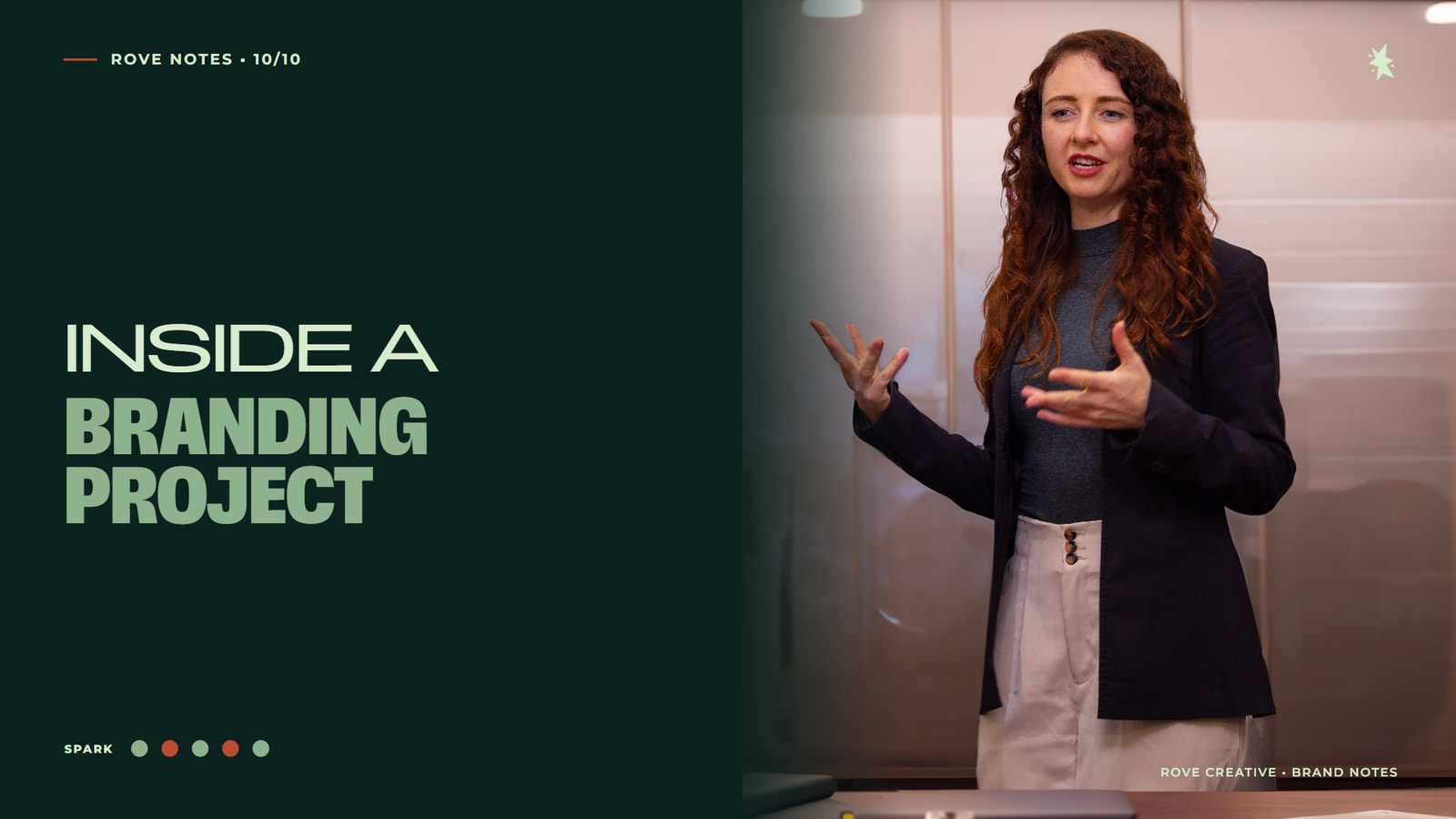 Kate Smith guiding a business owner through Rove Creative's five-stage SPARK branding project process