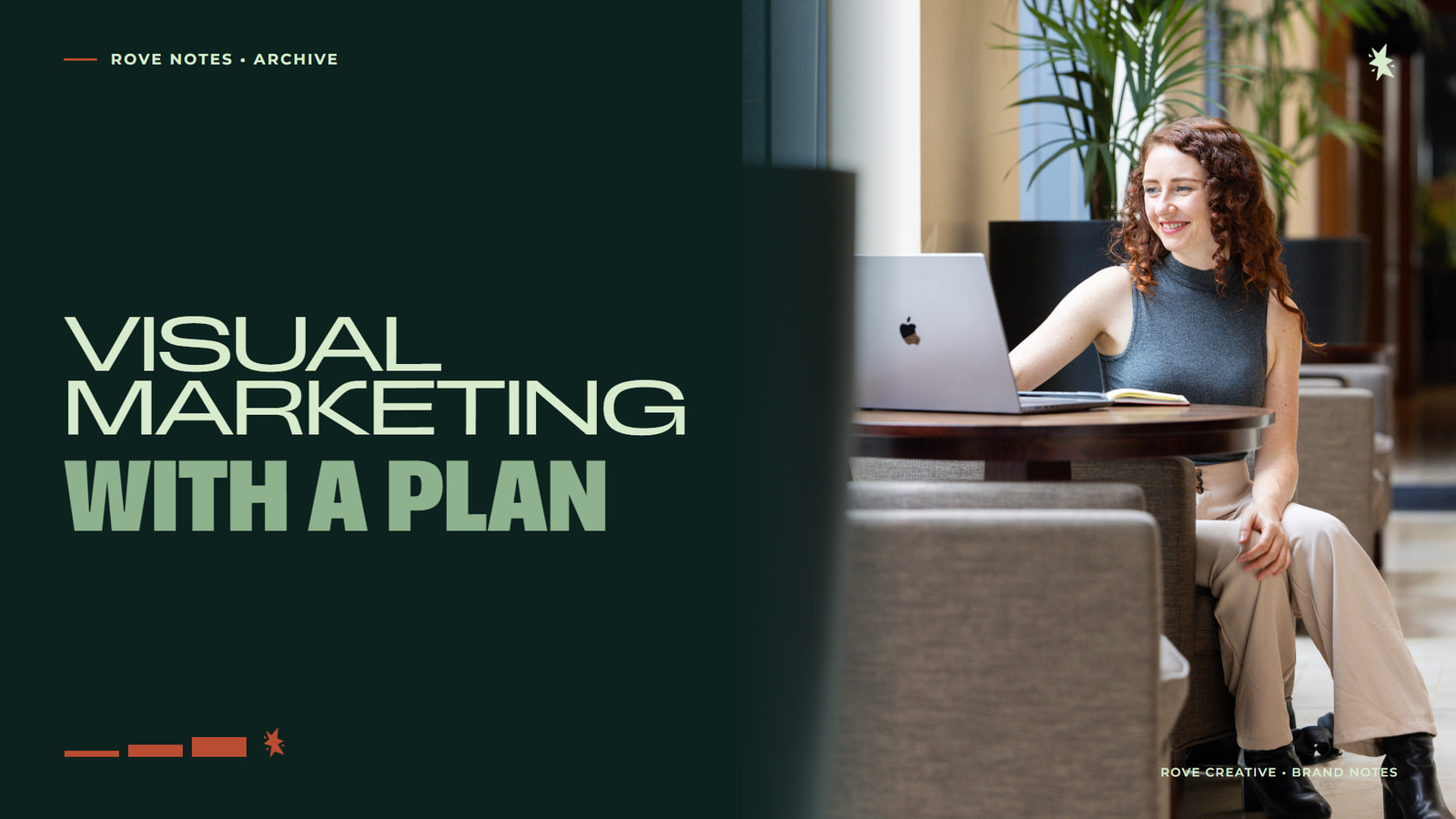 Kate Smith working at her laptop with the headline Visual marketing with a plan